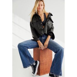 Free People Florence Flare Jeans High Rise Indigo Blue Size 29